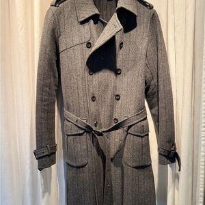 Zara Charcoal Double-Breasted Trench Coat